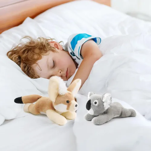 Vista 3 de Animal de peluche realista de 8 pulgadas para niños, con postura acostada, peluche para niños y niñas, adultos, cumpleaños, abrazo, enseñanza