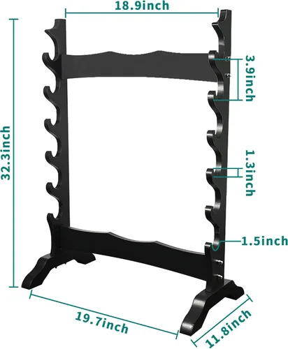Vista 6 de lukar Soporte de espada de 6 niveles, soporte de exhibición de espadas multicapa, estante de madera para espadas, soporte de piso grande para Katana