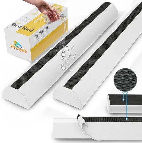 Vista 2 de Sleepah Paquete de 3 rieles de cama para niños pequeños, protector de parachoques de espuma viscoelástica con almohadillas antideslizantes dobles