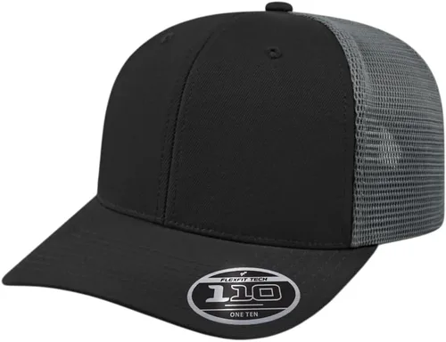 Vista 71 de Cap America i8502 Flexfit 110 Premium - Gorra de camionero de perfil medio con 6 paneles de malla trasera con protección UV y cierre ajustable
