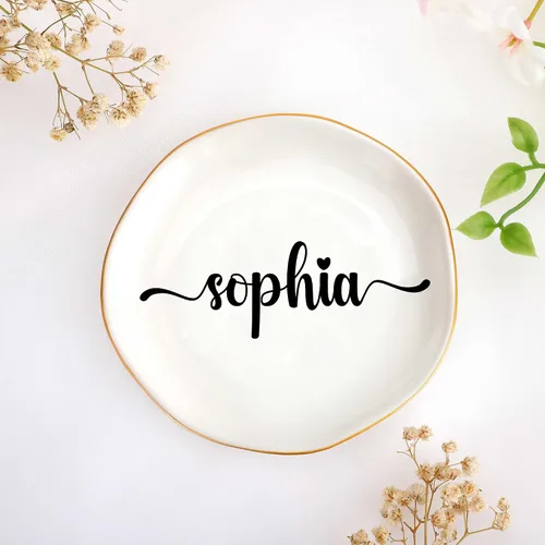 Vista 25 de JoycuFF Bandeja de cerámica con inicial M para joyas, regalos de novia para dama de honor, cumpleaños, compromiso, mejor amiga, mamá, abuela