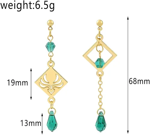 Vista 3 de Genshin Dangle Earrings For Women Girl - Anime Figure Element Eye Of God Anemo Vision Earrings Venti Cosplay Jewelry For Christmas Halloween