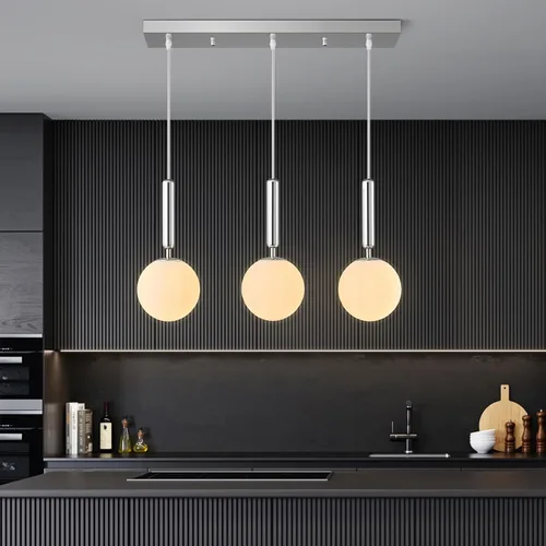 Vista 34 de Lámpara Colgante Negra Moderna Accesorio de Luz Colgante para Isla de Cocina de Mediados de Siglo con Lámpara Colgante de Globo Iluminación Colgante