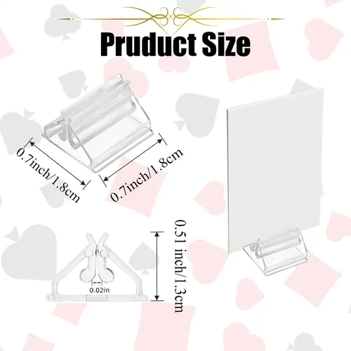 Vista 2 de 80 soportes para tarjetas de plástico translúcido para manualidades, soportes de números de mesa de 0.7 pulgadas, clips de tablero de papel