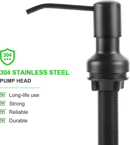 Vista 4 de Dispensador de jabón para fregadero de cocina, dispensador de jabón para fregadero con vástago roscado más largo, tubo de extensión de 47 pulgadas