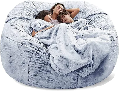 Vista 10 de Puf de 7 pies, funda de sofá para silla, lavable de tela de felpa suave de alta calidad, puf para juegos, tumbona gruesa y perezosa, juguetes