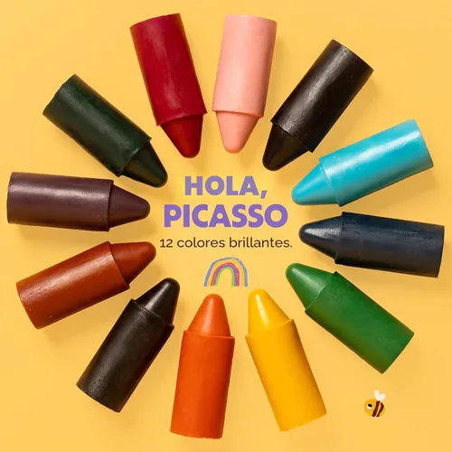Vista 6 de Honeysticks - Ceras de cera de abejas 100 % pura (12 unidades) - Ceras no tóxicas para niños pequeños de 1 a 3 años, seguras para bebés a partir