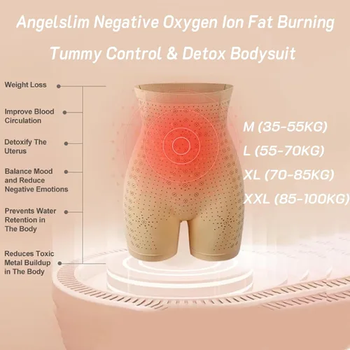 Vista 3 de ANGELSLIM - Body de control de abdomen y desintoxicación de iones de oxígeno negativo, para quemar grasa, body de turmalina delgado de ángel