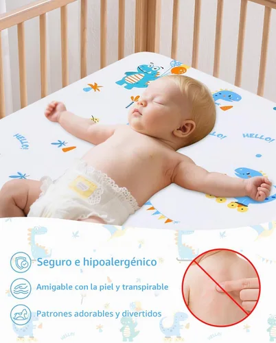 Vista 5 de lasoftan Colchón Pack and Play, 38 x 26 pulgadas, suave, transpirable, portátil, impermeable y lavable, se adapta perfectamente a Pack n Play