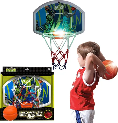 Vista 8 de Combo de baloncesto y boxeo para colocar sobre la puerta, juego 2 en 1 con aro ajustable y bolsa de velocidad, marcador y efectos de sonido
