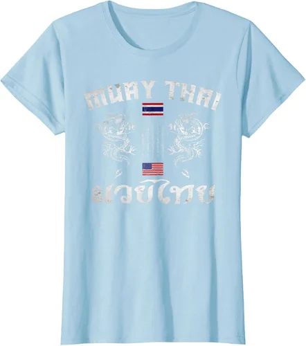 Vista 27 de Camiseta de equipo de entrenamiento de boxeo Muay Thai con bandera estadounidense de Tailandia, Negro, S
