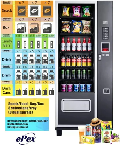 Vista 2 de Máquina expendedora combinada de bebidas refrigeradas EPEX con control de temperatura estratificado