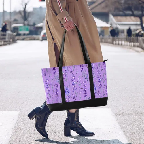 Vista 2 de Purple Gladiolus Flowers Professional 14 Inch Laptop Bag with Zipper Work Purses for Work with maletin ejecutivo para mujer