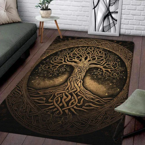 Vista 10 de Celtic Area Rug - Alfombra vikinga decorativa del árbol de la vida, suave, moderna, única, antideslizante, para comedor, regalo para padres, niños