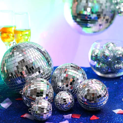 Vista 6 de Funtery 100 Piezas Bolas de Discoteca con Espejo a Granel Surtidas Plateadas Colgantes Decoración de Bolas de Discoteca para Hogar Boda Cumpleaños