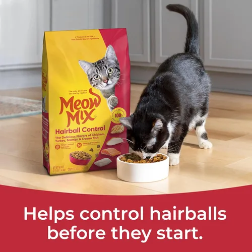 Vista 2 de Meow Mix Control de Bolas de Pelo Alimento Seco para Gatos, Bolsa de 3.15 Libras (Paquete de 4)