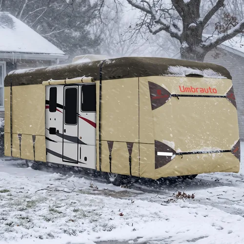 Vista 14 de Cubierta para camioneta camper para campers deslizables de 6–8 pies – Cubierta impermeable para RV Oxford 300D, con revestimiento plateado