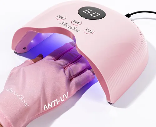 Vista 9 de MelodySusie Lámpara de uñas LED compacta con guantes UV, secadora de uñas P-PLUS30A con sensor inteligente que cura todos los geles, especialmente