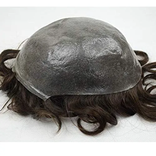 Vista 4 de Piezas de cabello humano tipo tupé de piel fina y suave para hombre con nudo en V (0.002 in) para hombres, 8 x 10 pulgadas, sistema de reemplazo