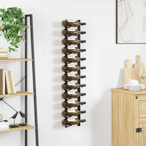 Vista 3 de Wall Mounted Wine Rack for 12 Bottles Black Iron