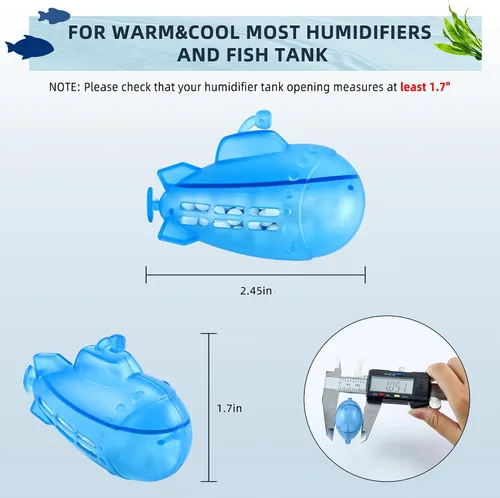 Vista 4 de AMI PARTS Humidificador limpiador flotante submarino para la mayoría de humidificadores cálidos y fríos y peceras, purifica el agua, suaviza el agua