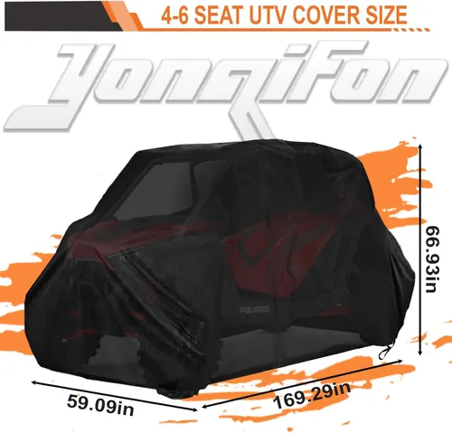 Vista 11 de Cubierta UTV 4 plazas impermeable 420D resistente con cremallera al aire