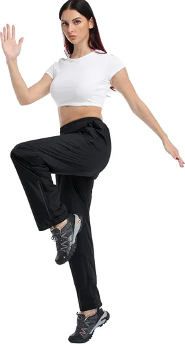 Vista 5 de Pantalones de lluvia para mujer, impermeables, ligeros, resistentes al viento, para golf, pesca, senderismo