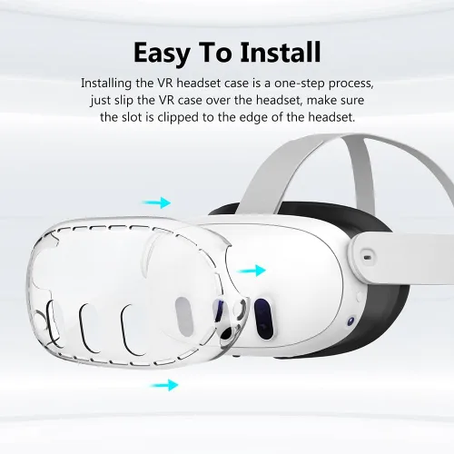 Vista 7 de AZURAOKEY Protective Shell Cover for Oculus Quest 3 for VR Headset and Camera Lens Protector Set, Protector Cover Anti-Collision Breathable for Meta