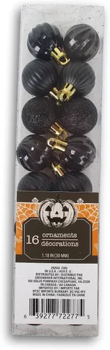 Vista 3 de Mini adornos de Halloween inastillables con purpurina – 16 unidades (negro)