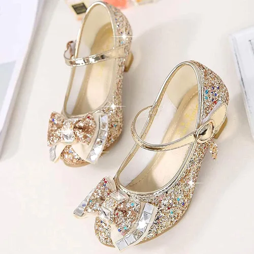 Vista 4 de Walofou Zapatos de vestir para niñas de flores, zapatos de tacón para fiesta de boda, zapatos planos de princesa Mary Jane para niños pequeños