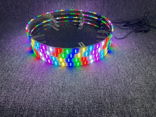 Vista 6 de Luces LED de rueda de 17.5 pulgadas, triple fila RGB + blanco + flujo de persecución de color de ensueño, Bluetooth + control remoto