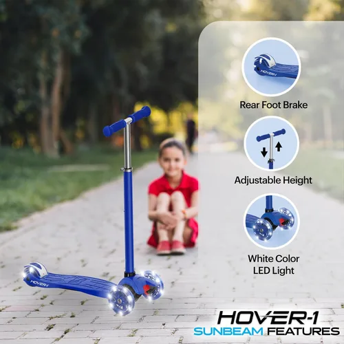 Vista 3 de Hover-1 Sunbeam Kick Scooter with Multicolor Wheel Lights, 4.5” Front Wheels, Rear Foot Brake, and 110 Pound Weight Capacity