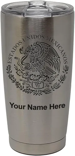 Vista 33 de LaserGram - Vaso personalizado de 20 onzas, bandera de México (negro)