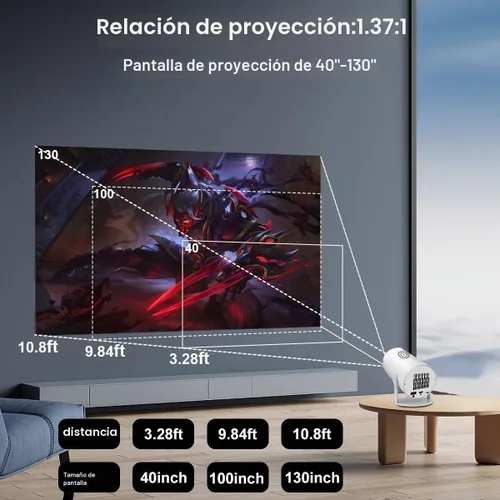 Vista 6 de Mini proyector HY300, proyector de película de techo, enfoque manual, diseño compacto para cine en casa, películas al aire libre, presentaciones