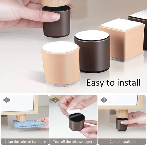 Vista 7 de Piernas autoadhesivas cuadradas/redondas para muebles, patas de mesa de café de 1.969 in de alto, cojín de patas de sofá silencioso, patas