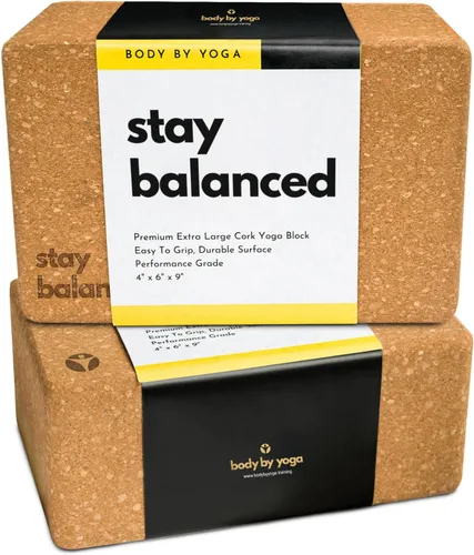 Vista 17 de Cork Yoga Blocks 2 Pack – High Density Non Slip with Select Cork Grain for Chip-Resistant Durability Extra Thick 4” for Support & Stability