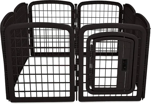 Vista 3 de Amazon Basics Corral Octogonal de Plástico para Mascotas de 8 Paneles con Puerta, 59 x 58 x 28 Pulgadas, Negro