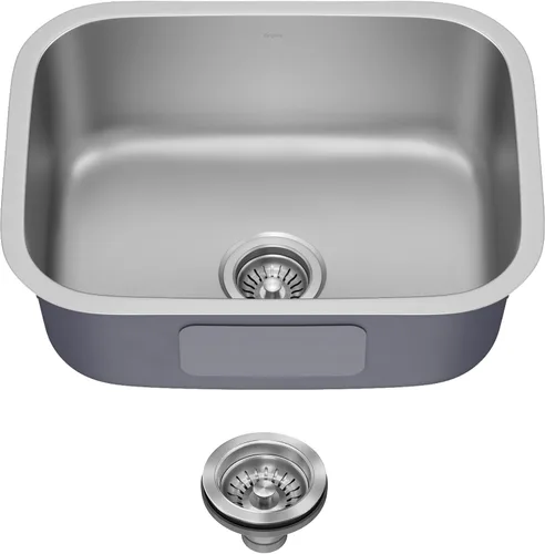Vista 24 de Kraus KBU11 - Fregadero de cocina de acero inoxidable de 19 3/4 pulgadas, fregadero de cocina duradero de calibre 18 de un solo tazón
