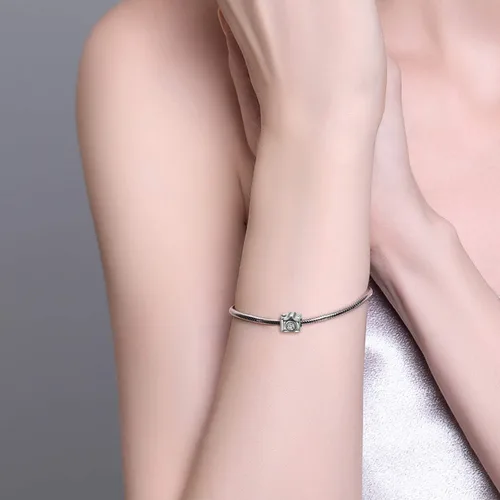 Vista 4 de LONAGO Abalorio personalizado de plata de ley 925 compatible con pulsera, collar, forma redonda de corazón personalizado