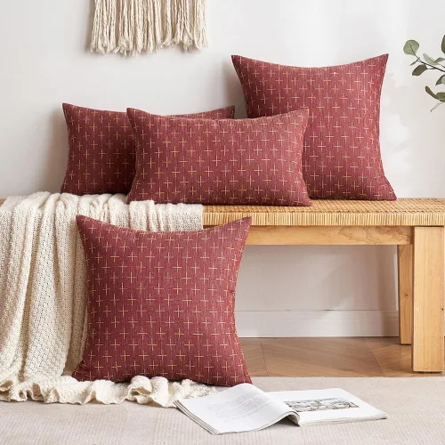 Vista 72 de MIULEE - Juego de 2 fundas de almohada decorativas de lino de arpillera navideñas, modernas, estilo campestre, rústicas, tejidas, con textura