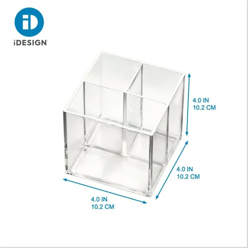 Vista 4 de iDesign The Sarah Tanno Collection - Cubo organizador de cosméticos, 4 x 4 x 4.25 pulgadas, transparente