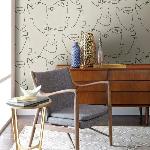 Vista 3 de York Wallcoverings Pablo Portraits Gold Premium - Papel tapiz autoadhesivo Dorado