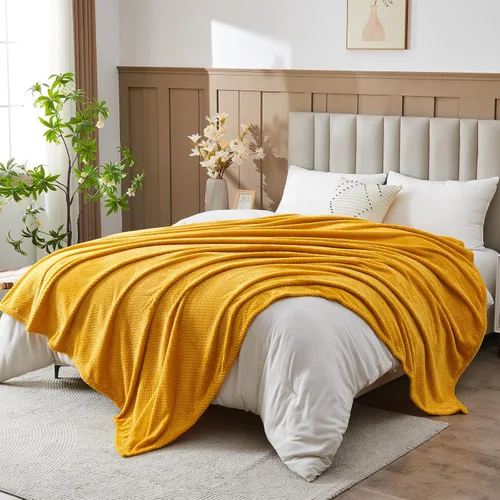 Vista 51 de NEWCOSPLAY Manta de Tiro Súper Suave Aqua Franela Sedosa Premium Fleece con Patrón de Hojas Ligera Manta de Cama para Uso en Todas las Estaciones