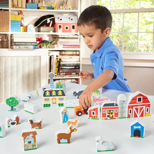 Vista 2 de Melissa & Doug Juego de granja y tractor de madera (33 piezas)