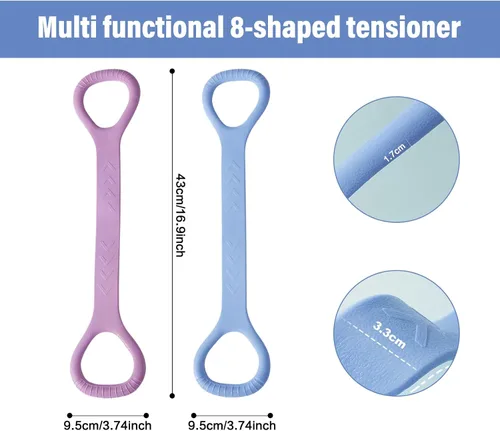 Vista 2 de Figura 8 Banda de resistencia para fitness, brazo y espalda, hombro, cuerda elástica, banda de fitness, pie, pierna, estirador de manos, ejercitador
