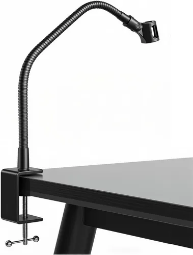 Vista 10 de Soporte de micrófono flexible de cuello de cisne de 6 pulgadas con abrazadera de escritorio resistente para podcast, reuniones, conferencias