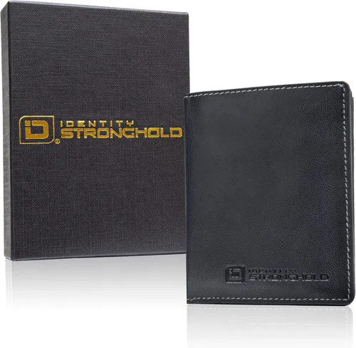 Vista 8 de ID Stronghold Waltlet - Cartera plegable con bloqueo RFID para hombres con cierre magnético, Negro -, Minimalista