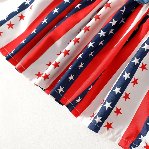 Vista 7 de LYSMuch Traje del Día de la Independencia para niñas pequeñas, vestido de bandera estadounidense del 4 de julio, ropa patriótica para niños