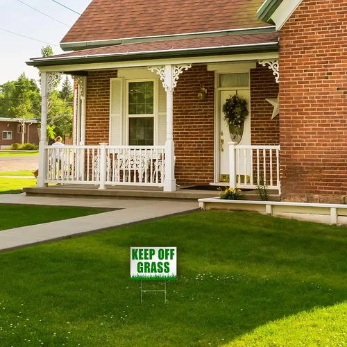 Vista 7 de Letrero con texto en inglés «Please Keep Off Gras», 3 carteles de 8 x 12 DS Coroplast Keep Dogs Off Lawn