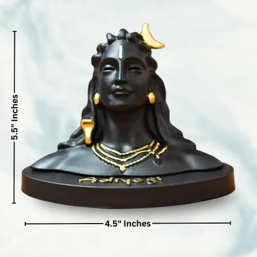 Vista 5 de HOME ARCHIVE Estatua de Lord Adiyogi con detalles dorados para tablero de instrumentos del automóvil, decoración de la oficina en el hogar, resina